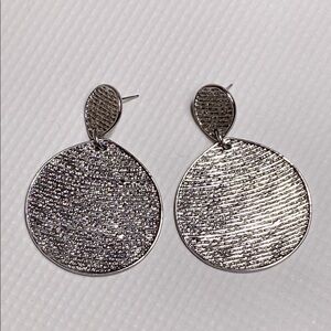Chico's Silver Textured Geometric Earrings